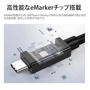 Amazon.co.jp: USB-C Thunderbolt 5 ケーブル 2m POTRRCIUSUER